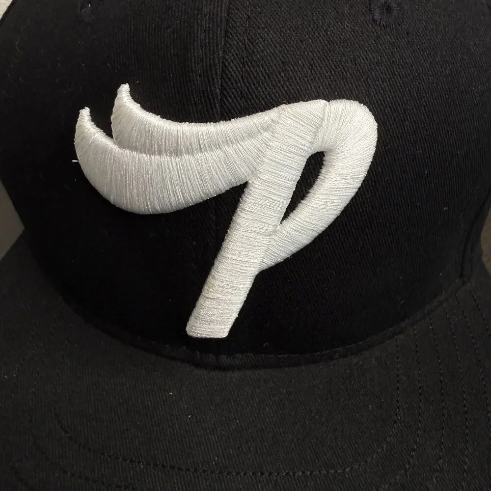 Pink Dolphin Black Snapback Hat With White "P" Embroidery - Picture 3 of 7